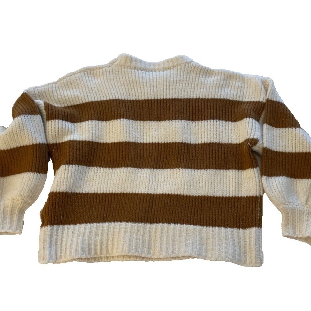 HYFVE Womens Knit Striped Sweater Brown/Cream Cropped Size Small - Picture 3 of 6